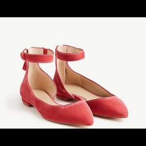 Ann Taylor D’orsay velvet ankle strap flats